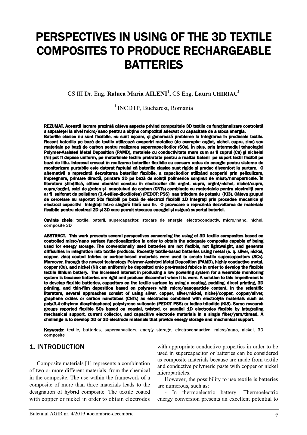 Perspectives in Using of the 3D Textile Composites to Produce Rechargeable Batteries