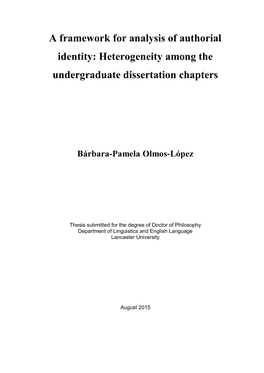 A Framework for Analysis of Authorial Identity: Heterogeneity Among the Undergraduate Dissertation Chapters
