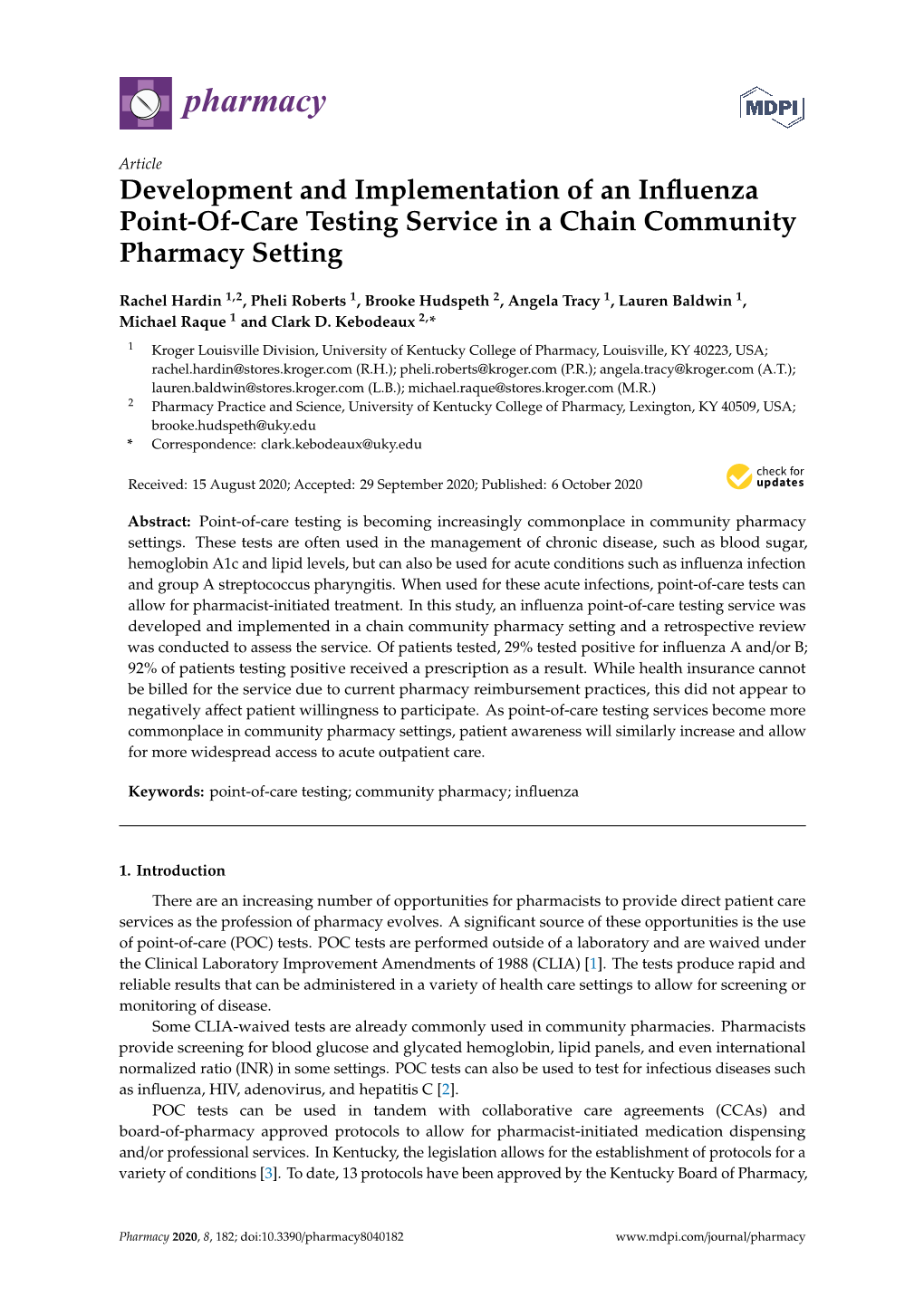 Development and Implementation of an Influenza Point-Of-Care Testing