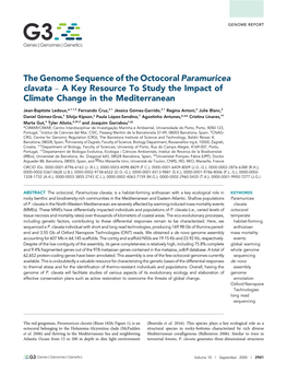The Genome Sequence of the Octocoral Paramuricea Clavata – a Key Resource to Study the Impact of Climate Change in the Mediterranean