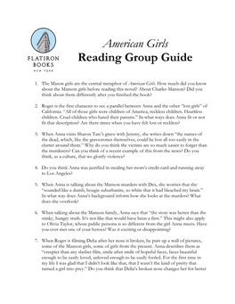 American Girls Reading Group Guide