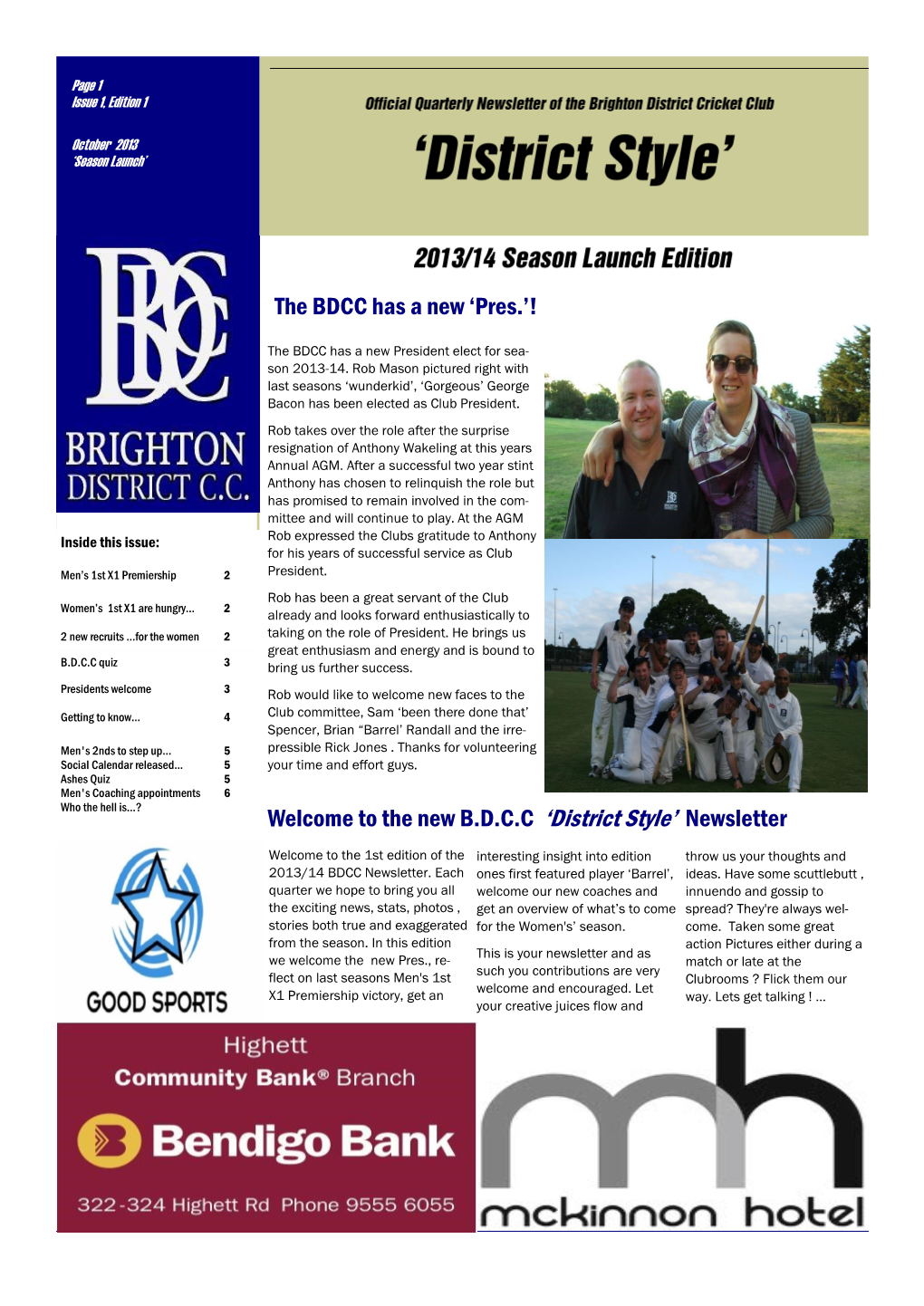 The New BDCC 'District Style' Newsletter