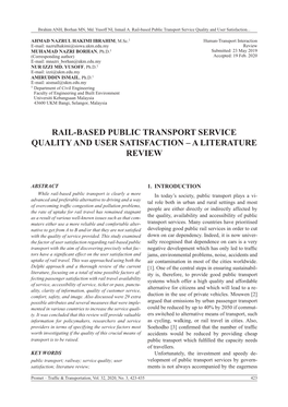 Rail-Based Public Transport Service Quality and User Satisfaction