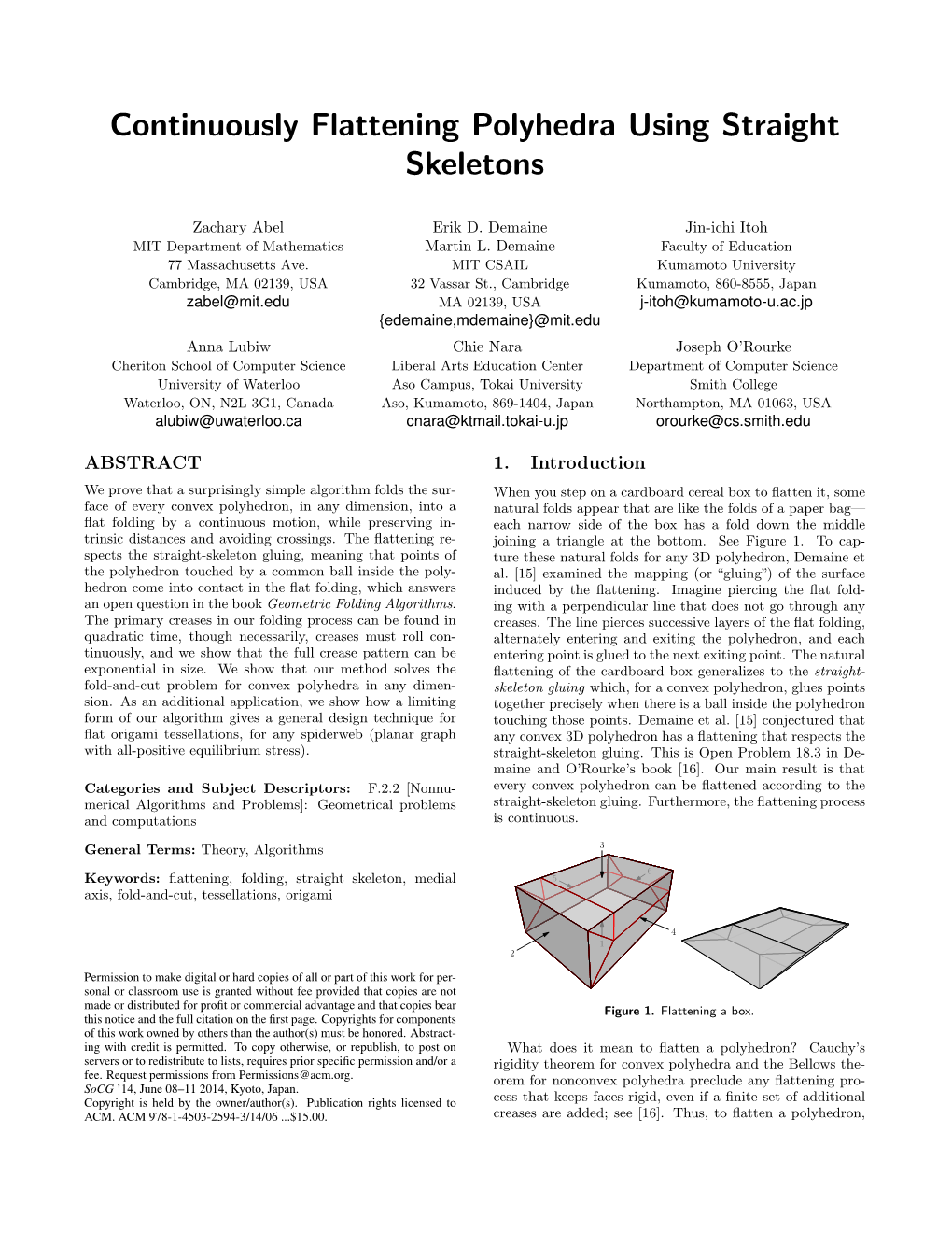 Continuously Flattening Polyhedra Using Straight Skeletons