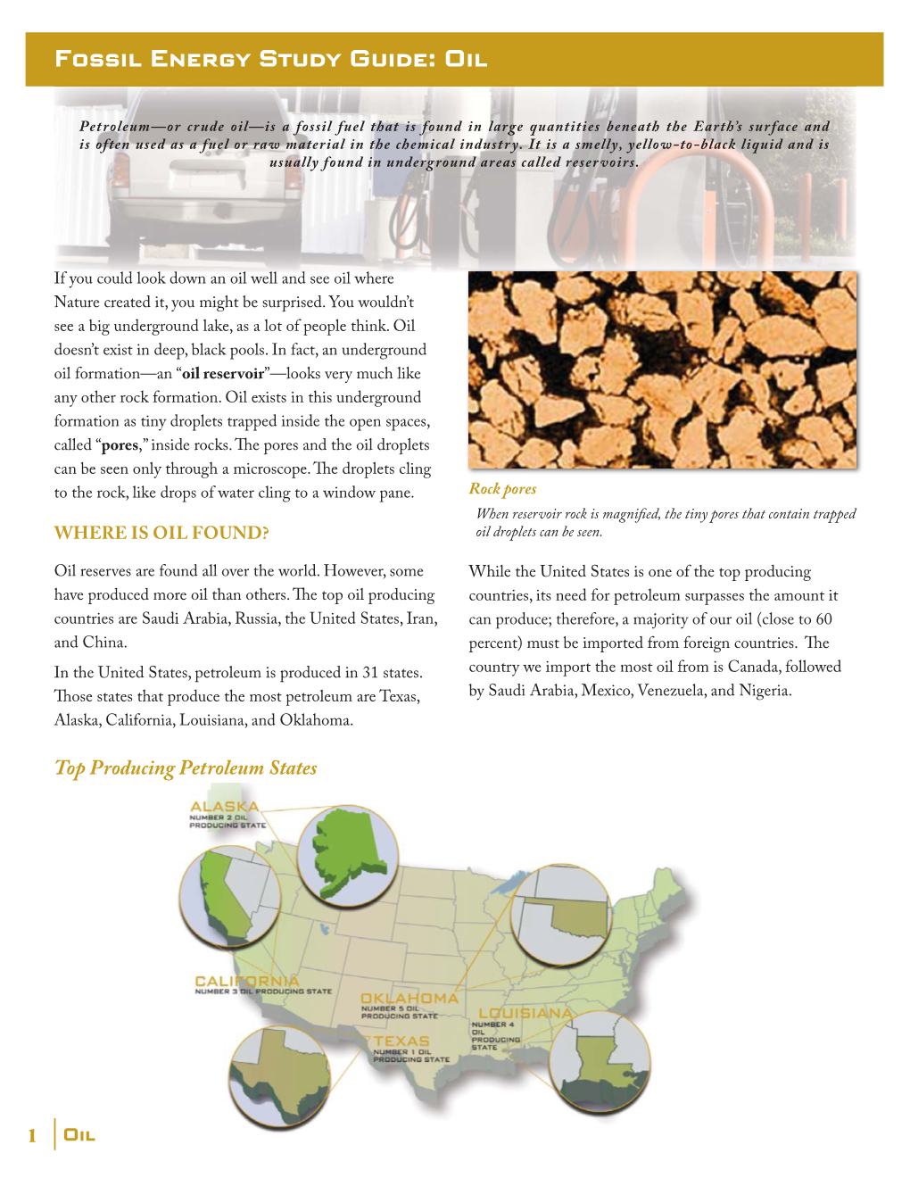 Fossil Energy Study Guide: Oil