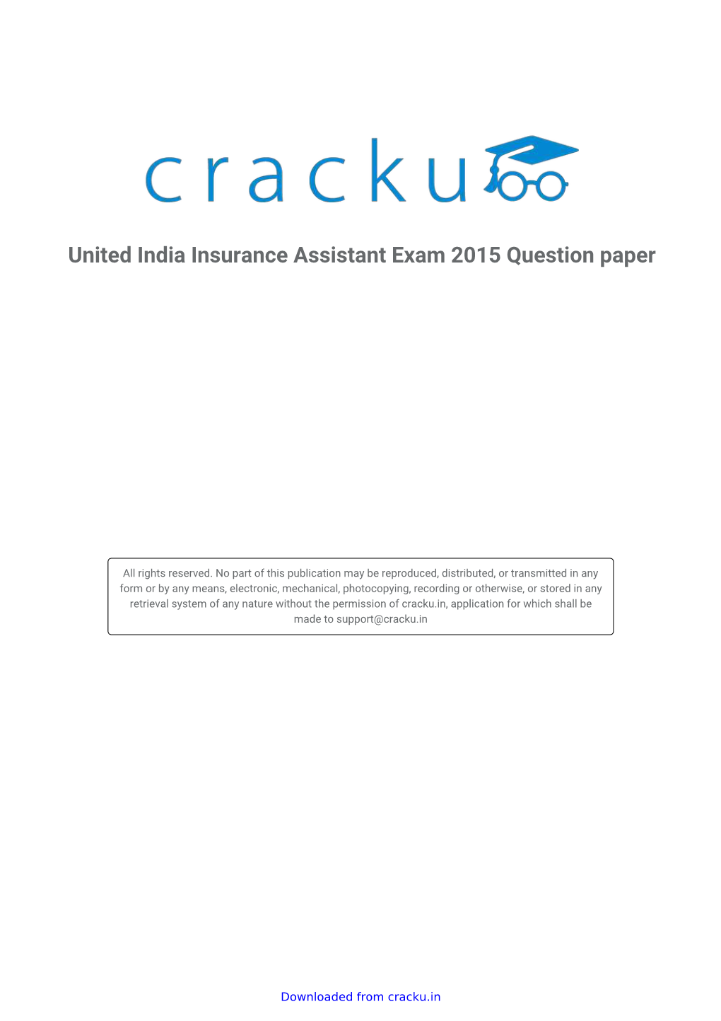 Solved United India Insurance Assistant Exam 2015 Question