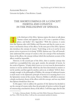 The Shortcomings of a Concept Inertia and Conatus in the Philosophy of Spinoza