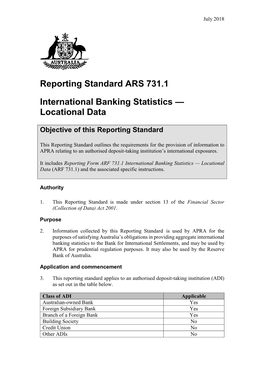 Reporting Standard ARS 731.1 International Banking
