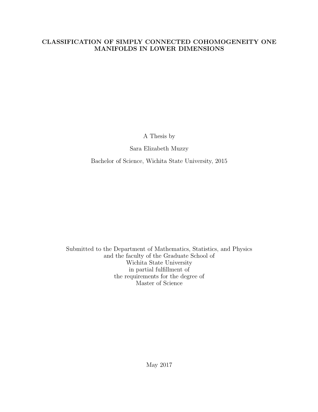 Classification of Simply Connected Cohomogeneity One Manifolds in Lower Dimensions