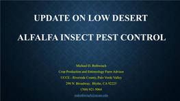 Update on Low Desert Alfalfa Insect Pest Control
