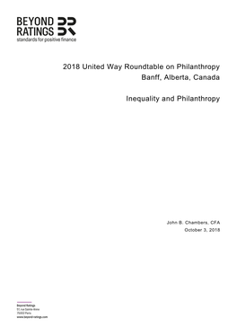 2018 United Way Roundtable on Philanthropy Banff, Alberta, Canada