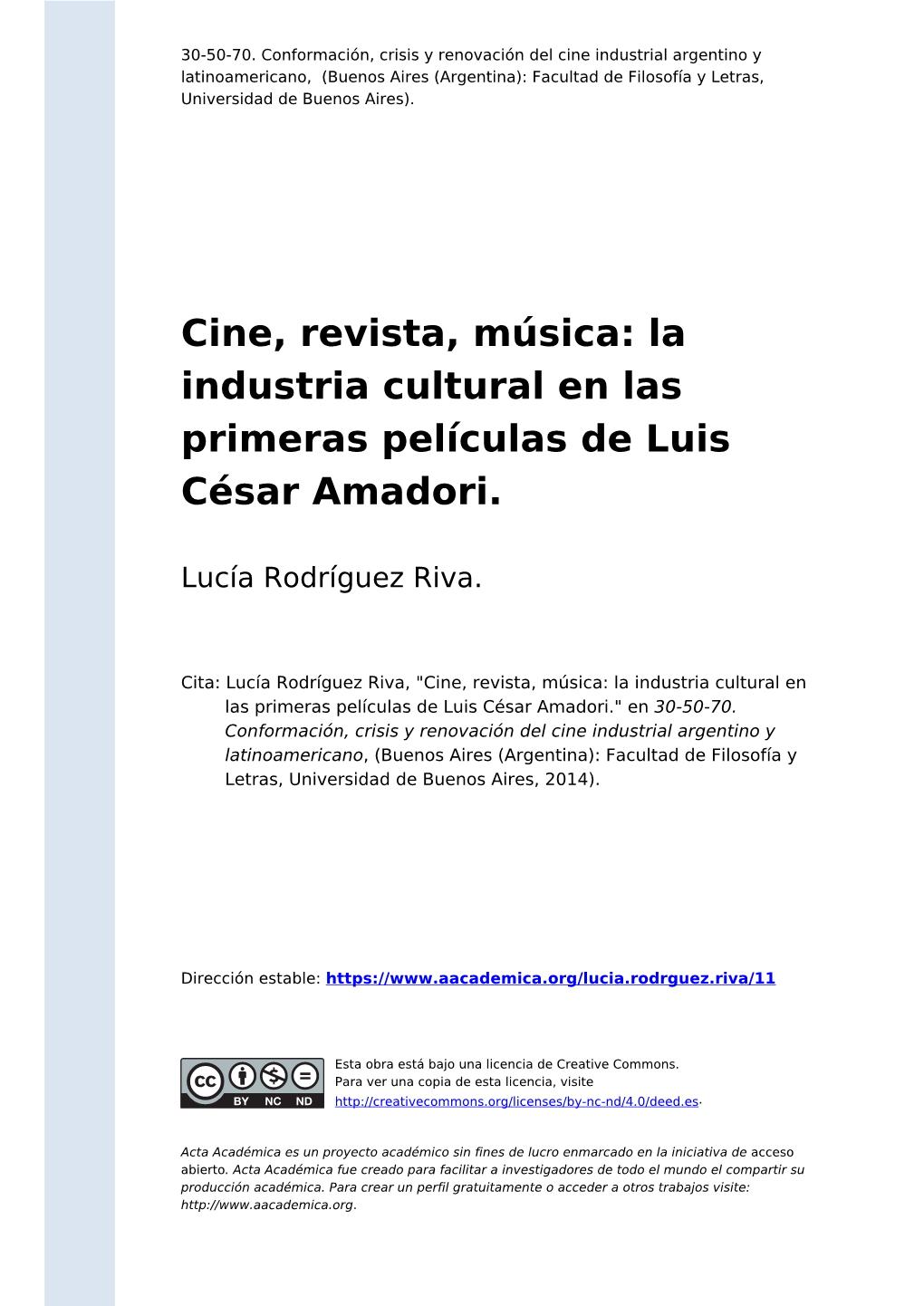 La Industria Cultural En Las Primeras Películas De Luis César Amadori