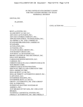 In the United States District Court for the Eastern District of Texas Marshall Division