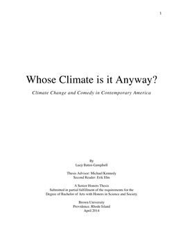 Whose Climate Is It Anyway?
