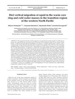 Diel Vertical Migration of Squid in the Warm Core Ring and Cold Water Masses in the Transition Region of the Western North Pacific