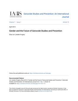 Gender and the Future of Genocide Studies and Prevention