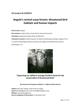 Angola's Central Scarp Forests: Threatened Bird Habitats and Human Impacts