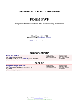 BANK 2021-BNK35 Form FWP Filed 2021-07-22