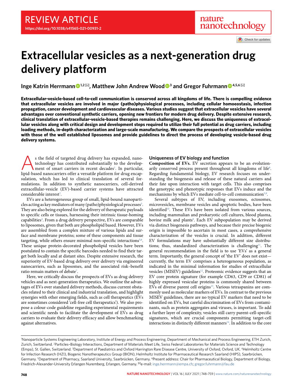 Extracellular Vesicles As a Next-Generation Drug Delivery Platform