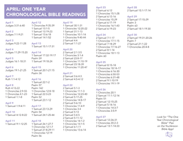 One Year Chronological Bible Readings April