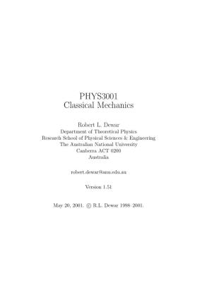 PHYS3001 Classical Mechanics