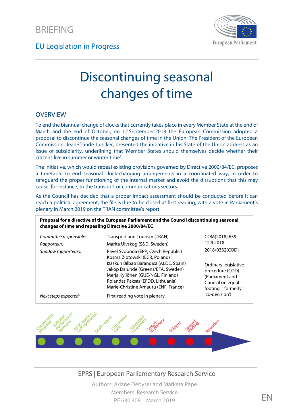 Discontinuing Seasonal Change of Time