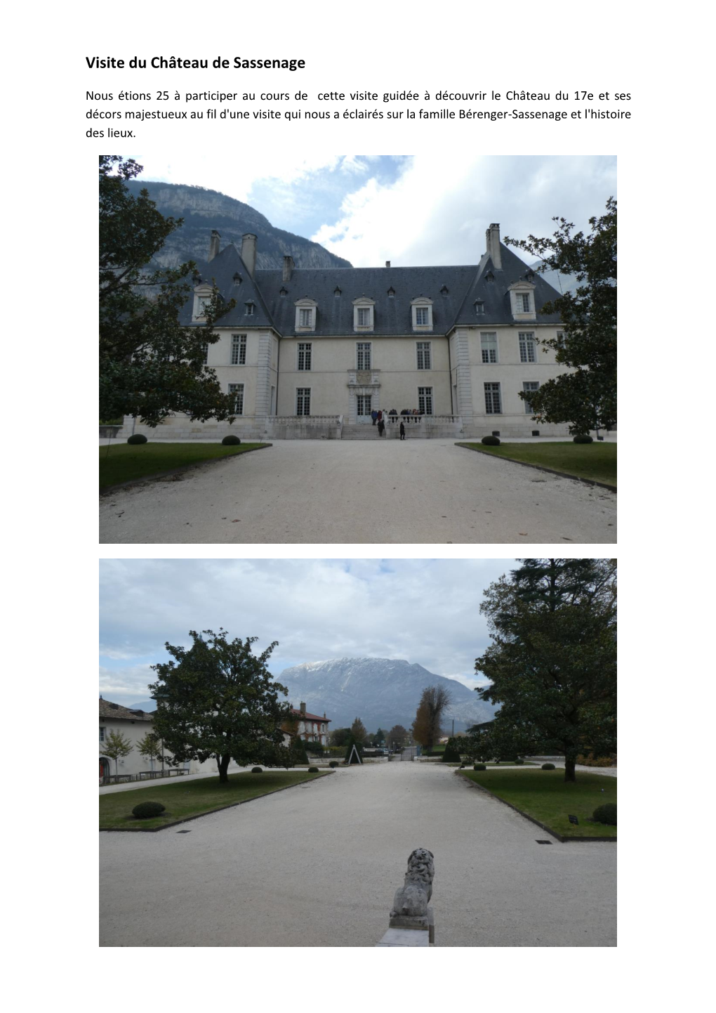 Visite Du Château De Sassenage