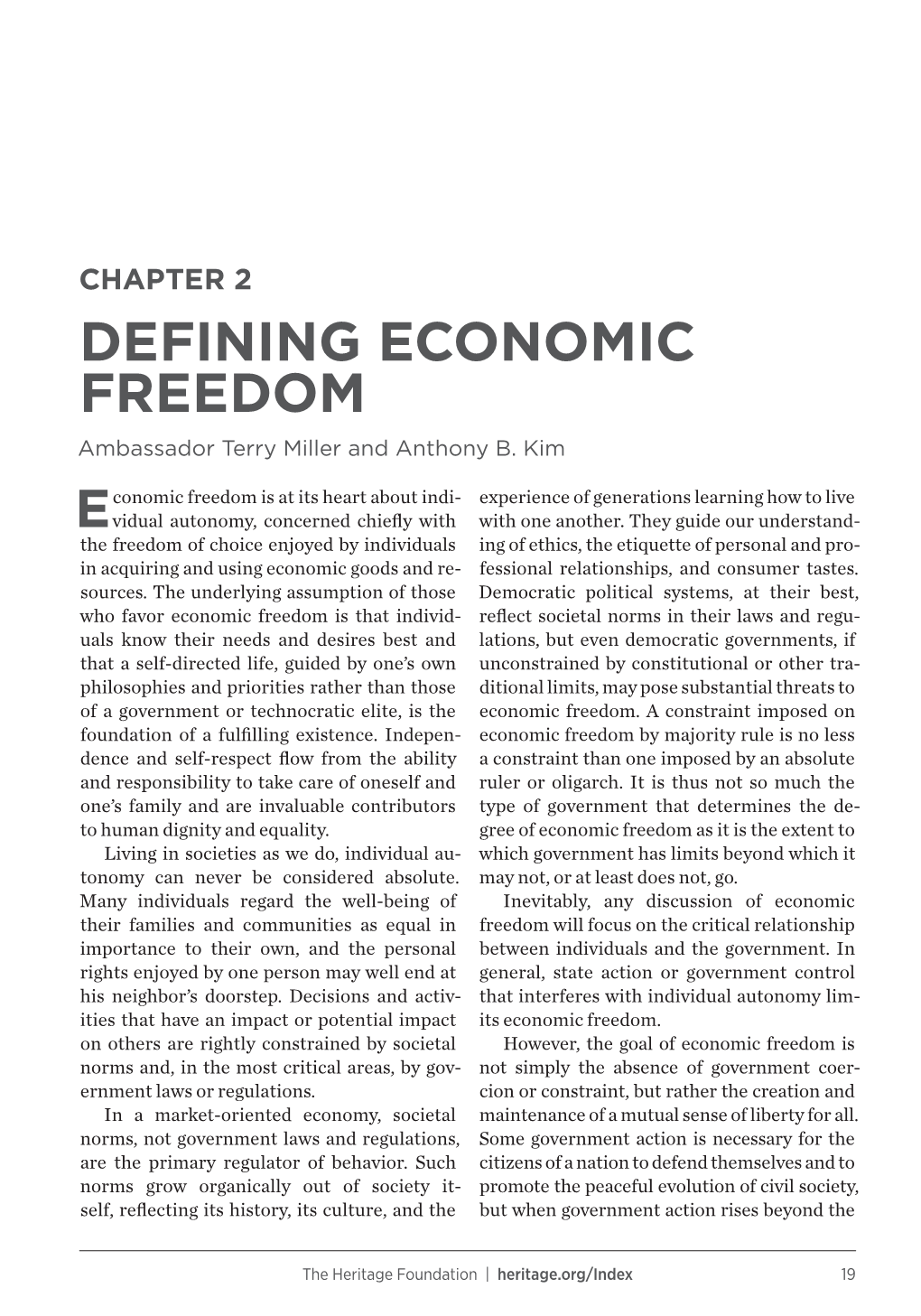 Defining Economic Freedom