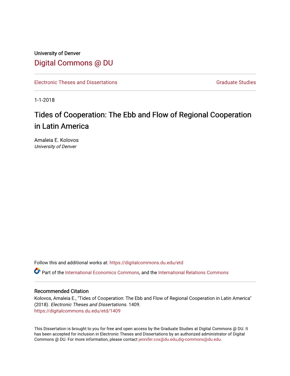 Tides of Cooperation: the Ebb and Flow of Regional Cooperation in Latin America