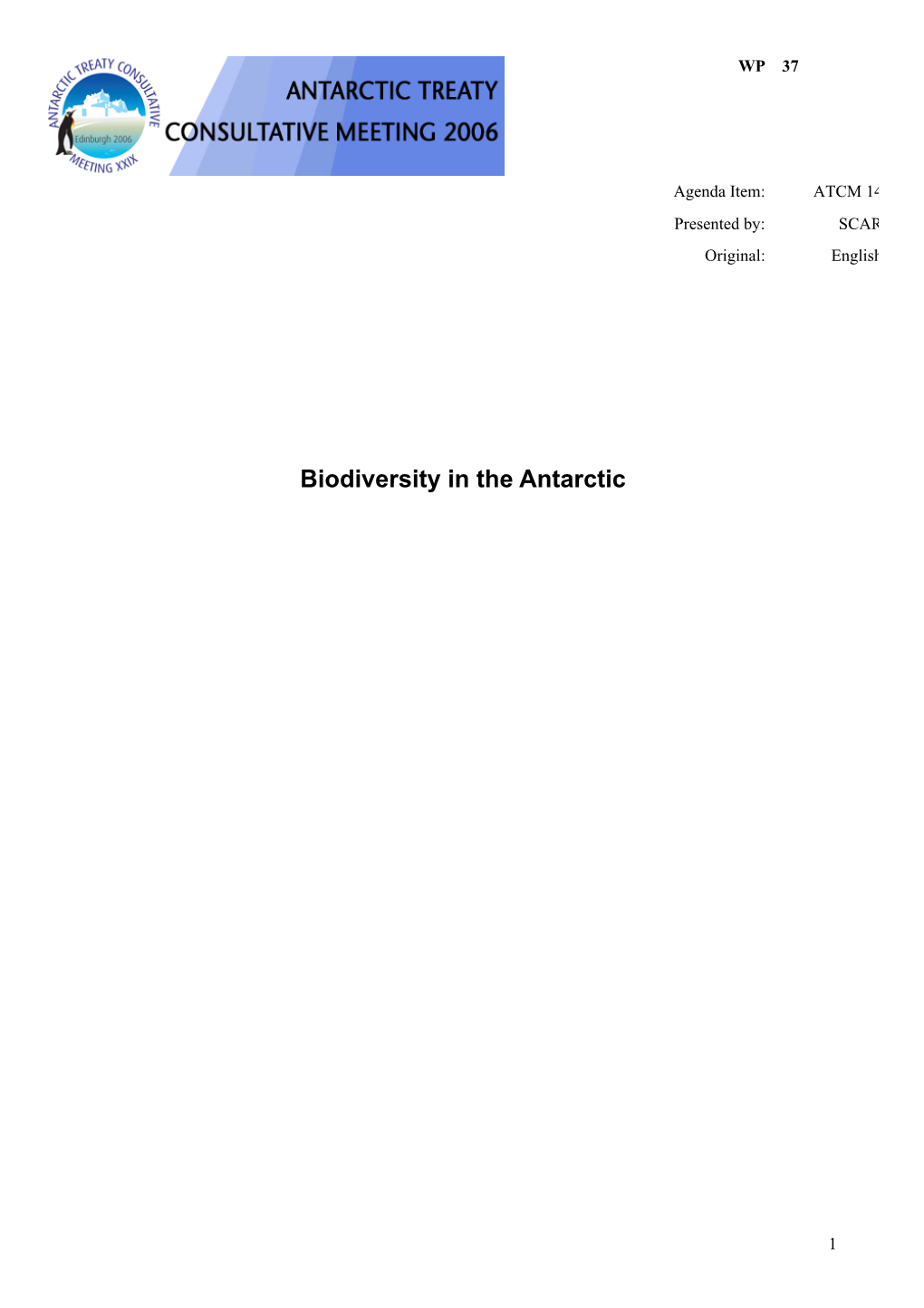 Biodiversity in the Antarctic