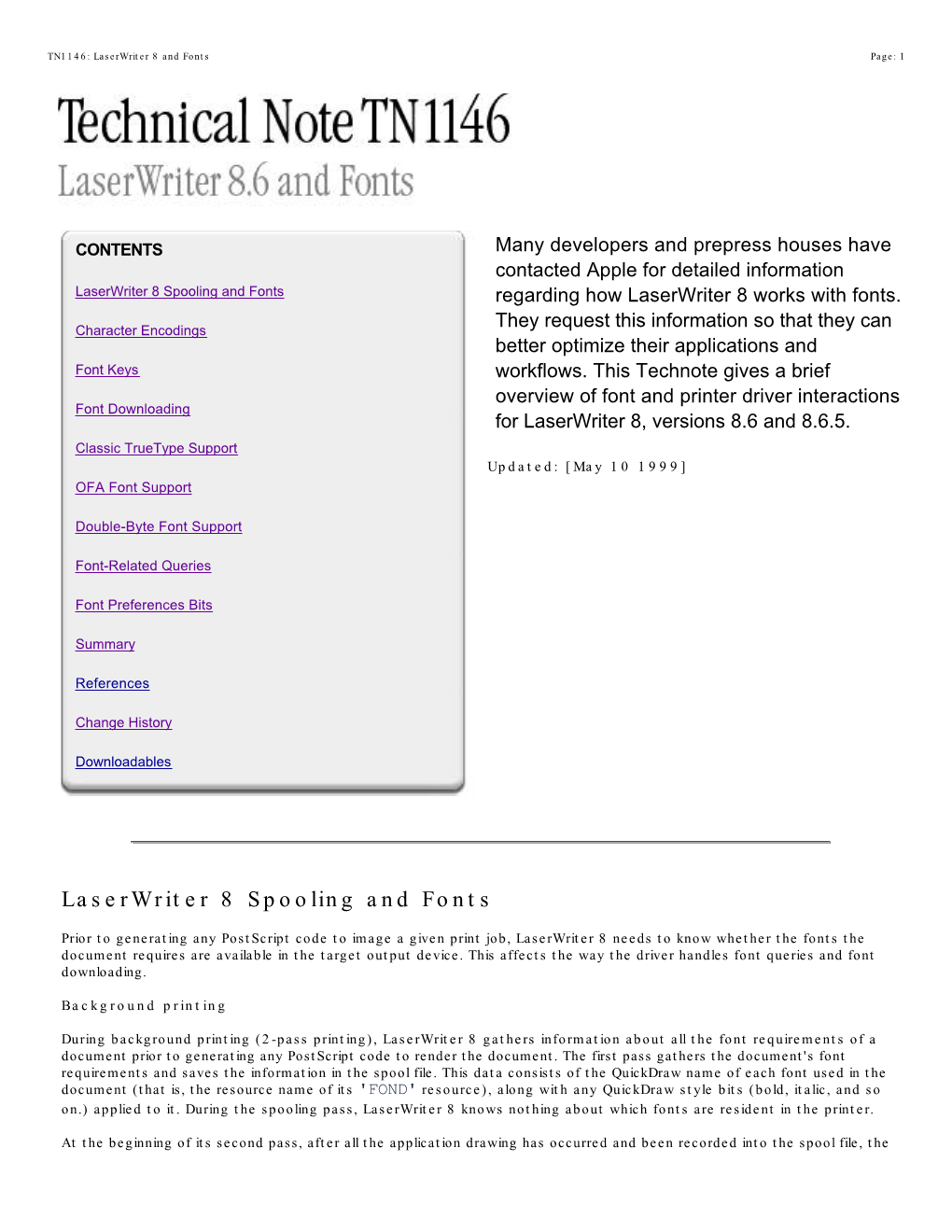 Laserwriter 8 Spooling and Fonts Regarding How Laserwriter 8 Works with Fonts