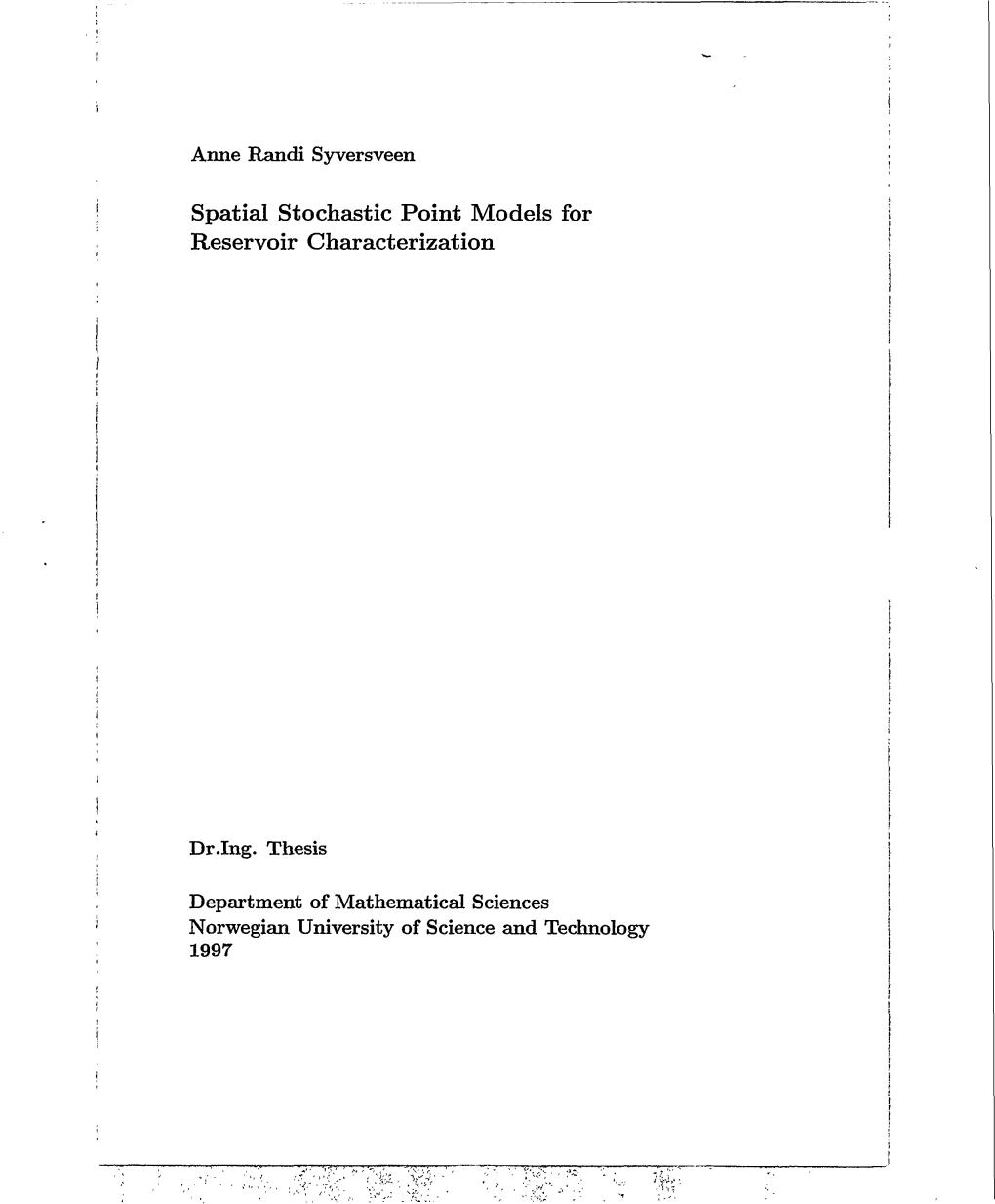 Spatial Stochastic Point Models for Reservoir Characterization