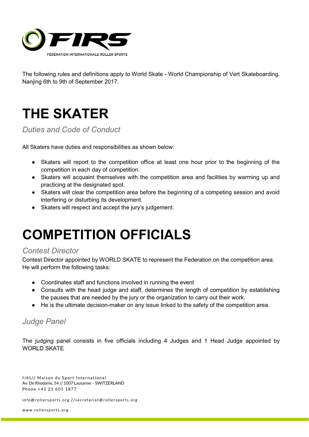 The Skater Competition Officials