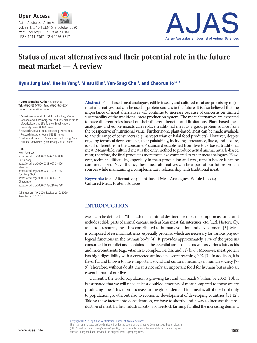 Status of Meat Alternatives and Their Potential Role in the Future Meat Market — a Review