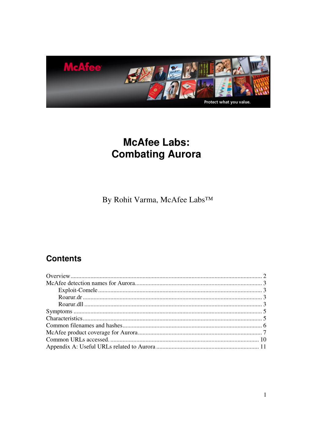 Mcafee Labs: Combating Aurora