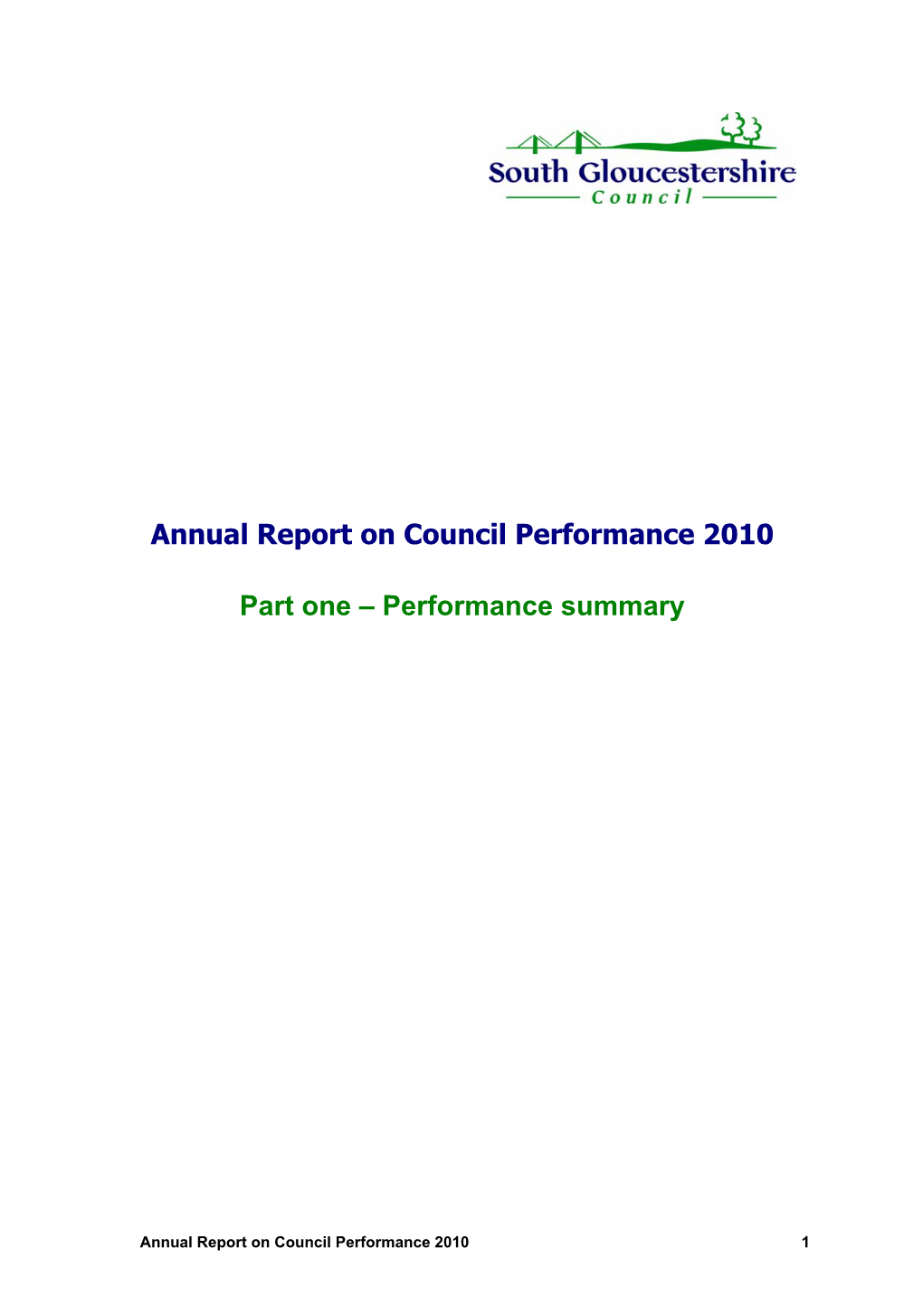 Annual Report on Council Performance 2010 Part