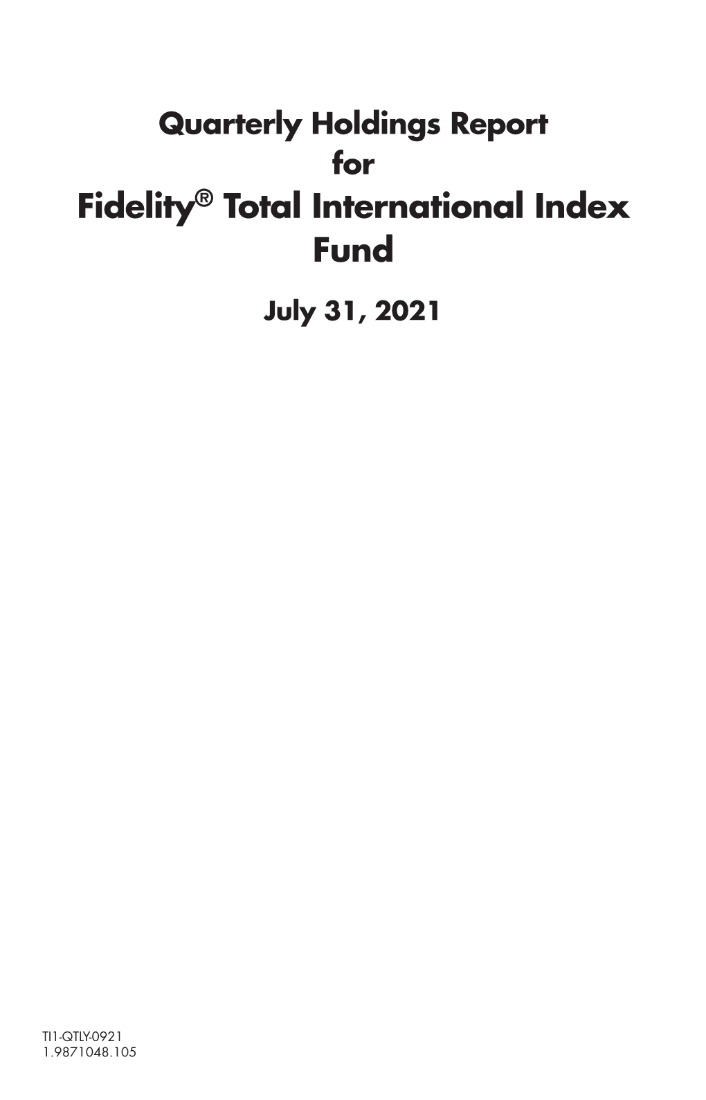 Fidelity® Total International Index Fund