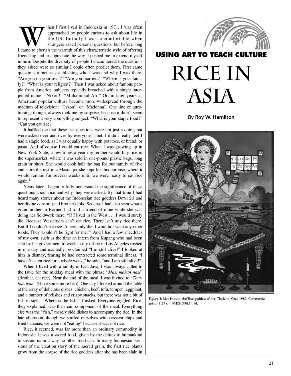 Using Art to Teach Culture: Rice in Asia