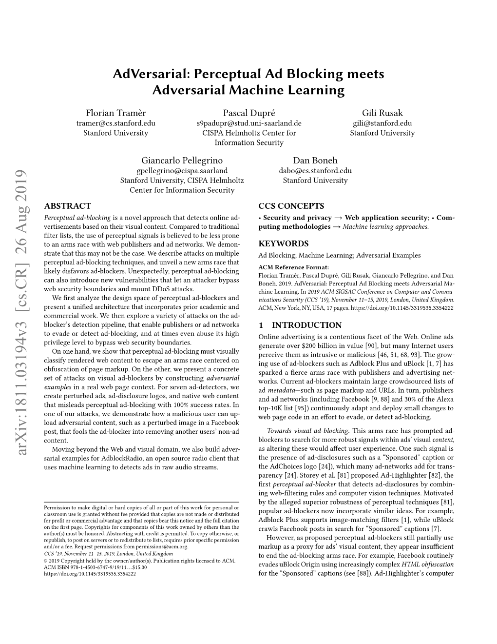 Perceptual Ad Blocking Meets Adversarial Machine Learning