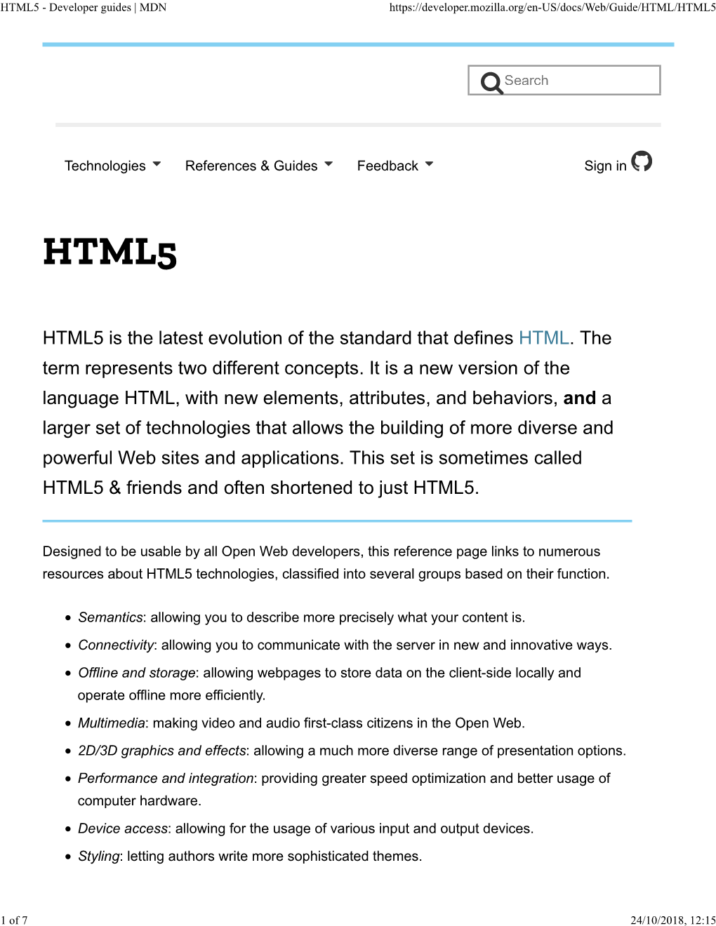 HTML5 - Developer Guides | MDN