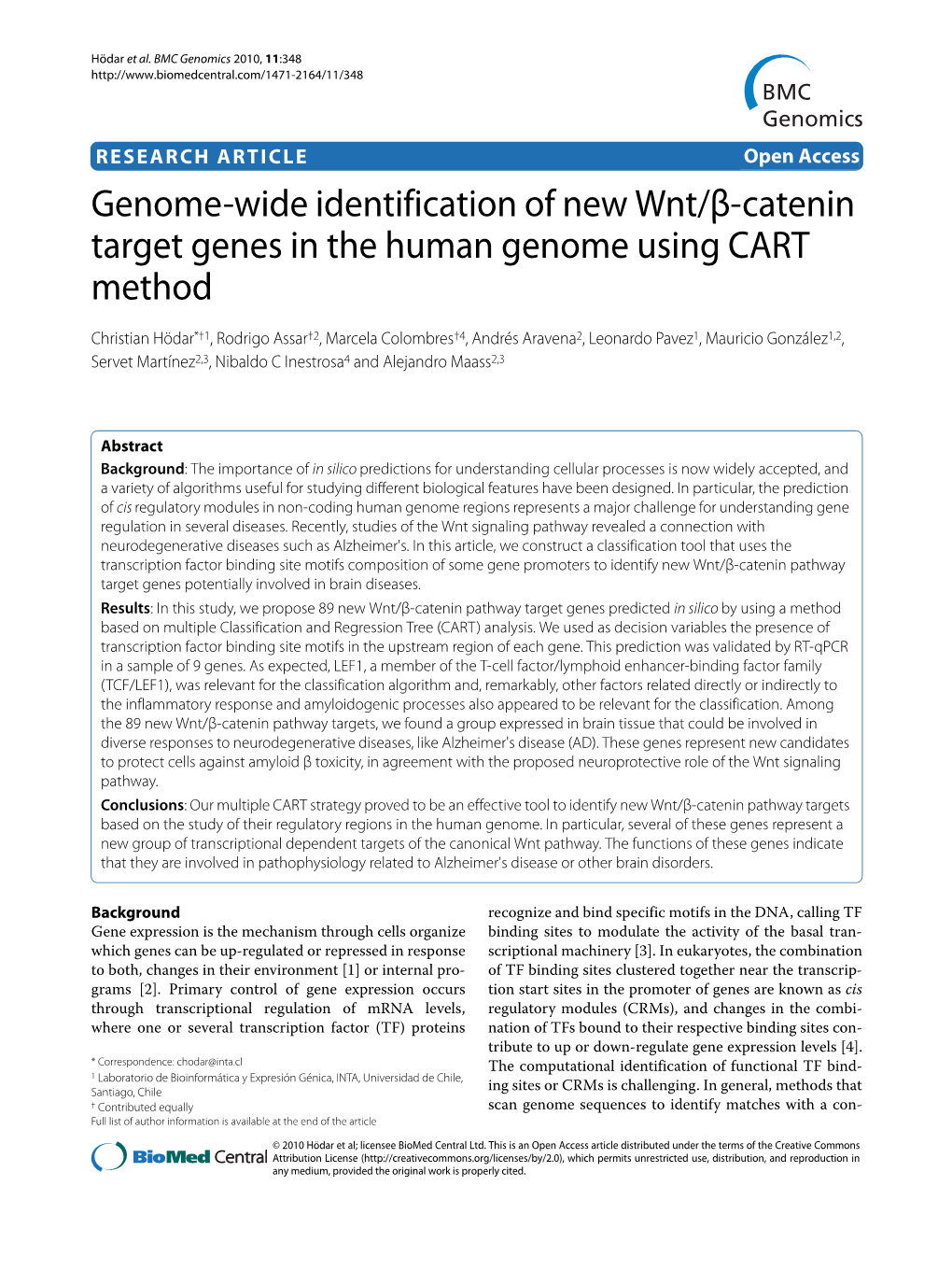 Genome-Wide Identification of New Wnt/Β-Catenin Target Genes in The