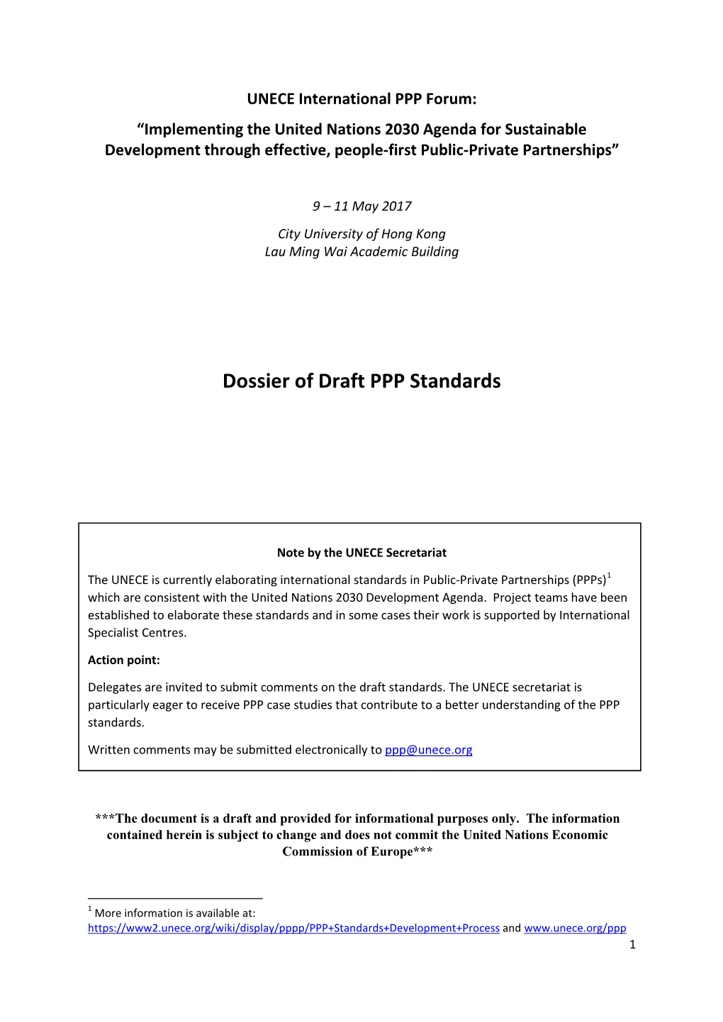 Dossier of Draft PPP Standards