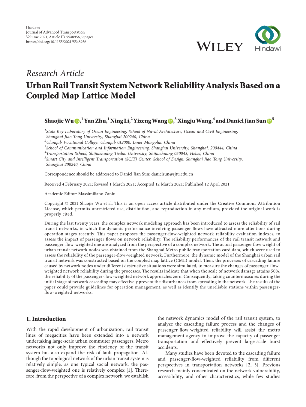 Urban Rail Transit System Network Reliability Analysis Based on a Coupled Map Lattice Model