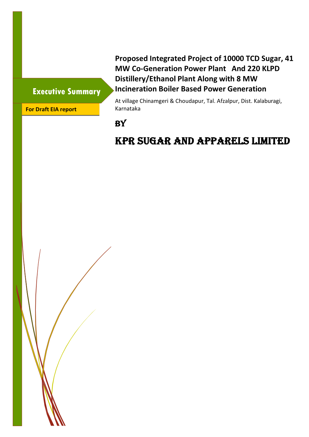 Proposed Integrated Project of 10000 TCD Sugar, 41