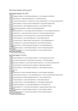 KM Vinnere Langrenn 2016 Og 2017 KM Høgås Klassisk 16/1 2016 KM