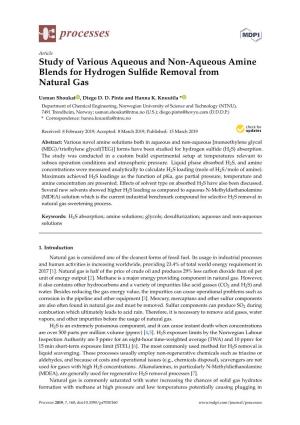 Study of Various Aqueous and Non-Aqueous Amine Blends for Hydrogen Sulﬁde Removal from Natural Gas