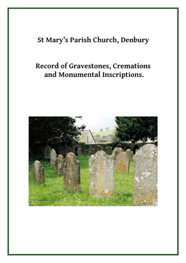 St Mary's Parish Church, Denbury Record of Gravestones, Cremations