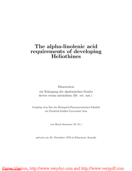 The Alpha-Linolenic Acid Requirements of Developing Heliothines
