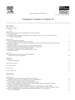 Cumulative Contents to Volume 24