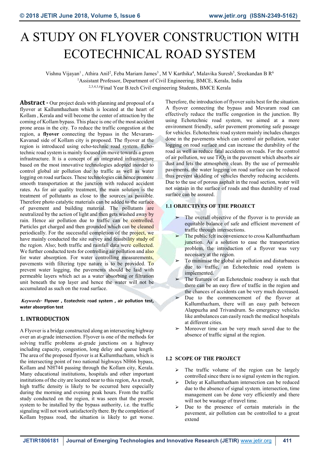 A Study on Flyover Construction with Ecotechnical Road System